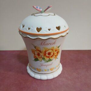 Vintage Avon Birth Month Candle Decorative Jar/Butterfly "March" Jonquil